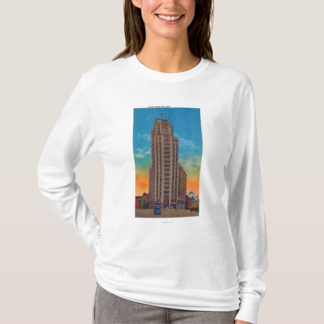 Camiseta Vista exterior da construção da torre do estado (Frente)