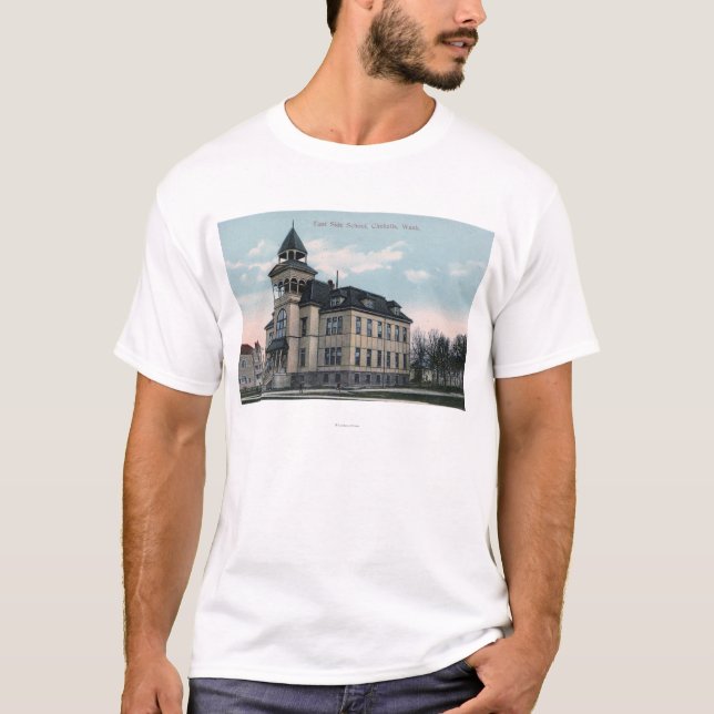 Camiseta Vista exterior da escola Bldg da zona leste (Frente)