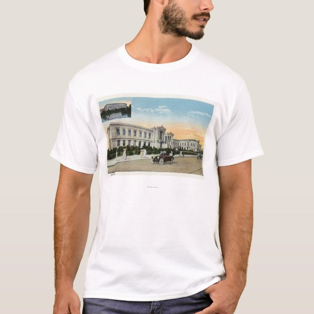 Camiseta Vista exterior do museu de arte # 2 (Frente)