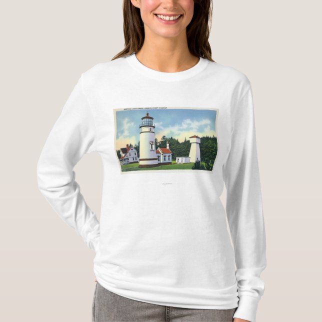 Camiseta Vista exterior do Umpqua LighthouseCoast (Frente)
