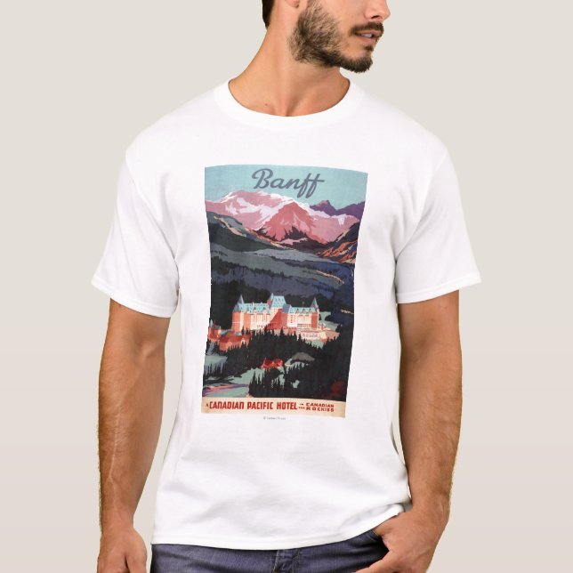 Camiseta Vista geral do poster de Banff Springs Hotel (Frente)