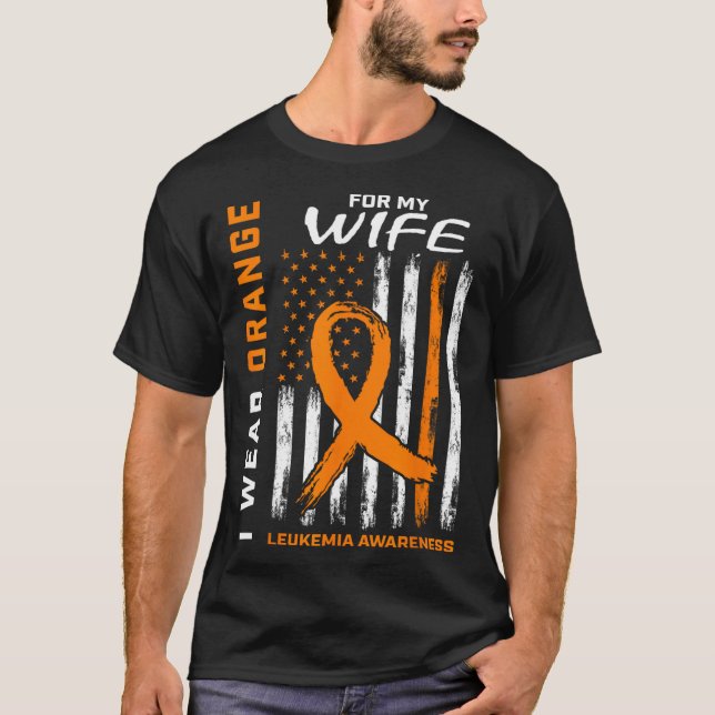 Camiseta Vista Laranja Para Minha Esposa Sensibilizar A Amé (Frente)
