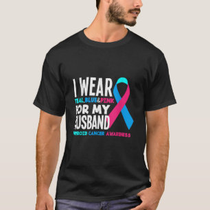 Camiseta Vista O Cor Azul Teal Rosa Para O Meu Cancer De Ti