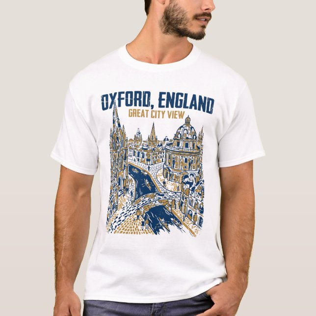 Camiseta Vista panorâmica inglesa com rio e edifícios (Frente)