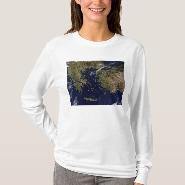 Camiseta Vista por satélite da Grécia e da Turquia (Frente)
