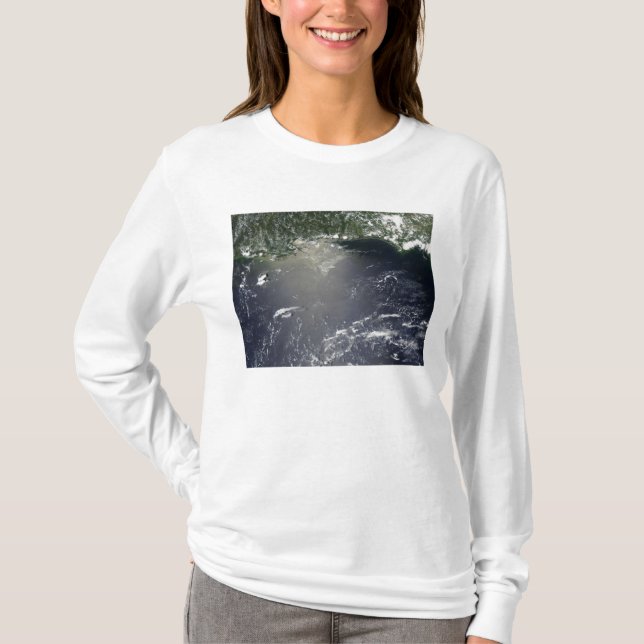 Camiseta Vista por satélite das fugas de petróleo (Frente)