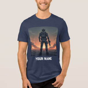Camiseta Vista Posterior de Soldado Heroico