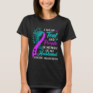 Camiseta Vista Roxo Teal Em Memória Do Meu Marido, Suicídio