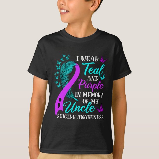 Camiseta Vista Roxo Teal Em Memória Do Meu Tio Suicídio Awa (Frente)