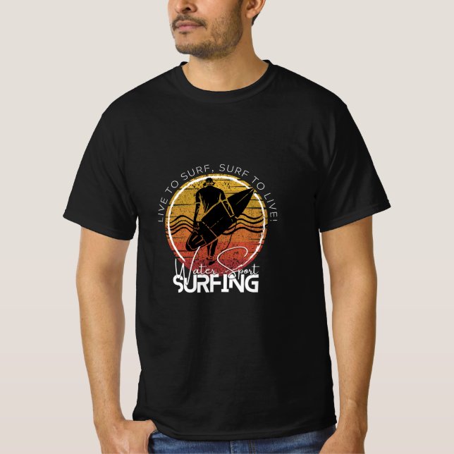 Camiseta Vista seu esporte aquático, surfe (Frente)