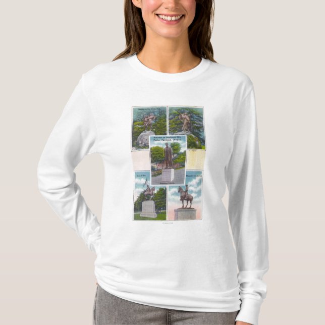 Camiseta Vistas das estátuas em parques da cidade de (Frente)