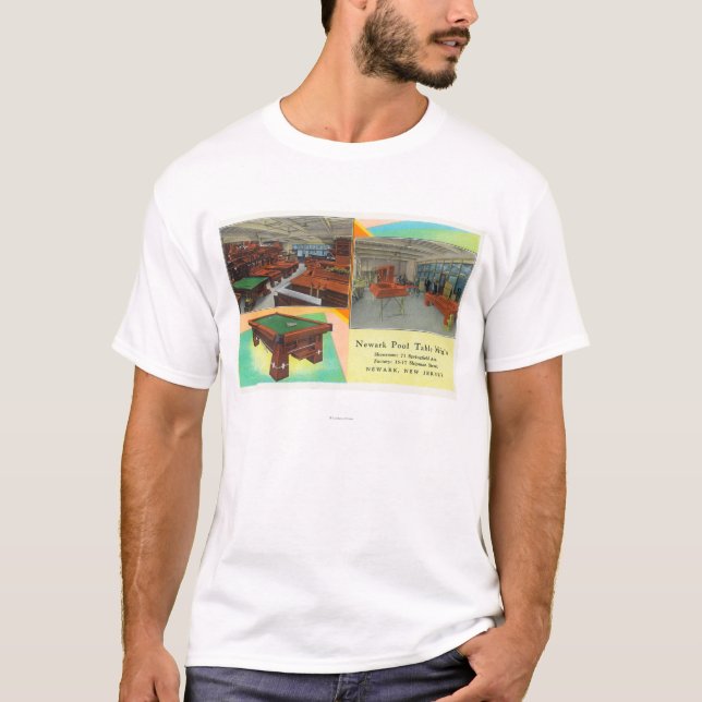 Camiseta Vistas interiores da mesa de bilhar de Newark (Frente)
