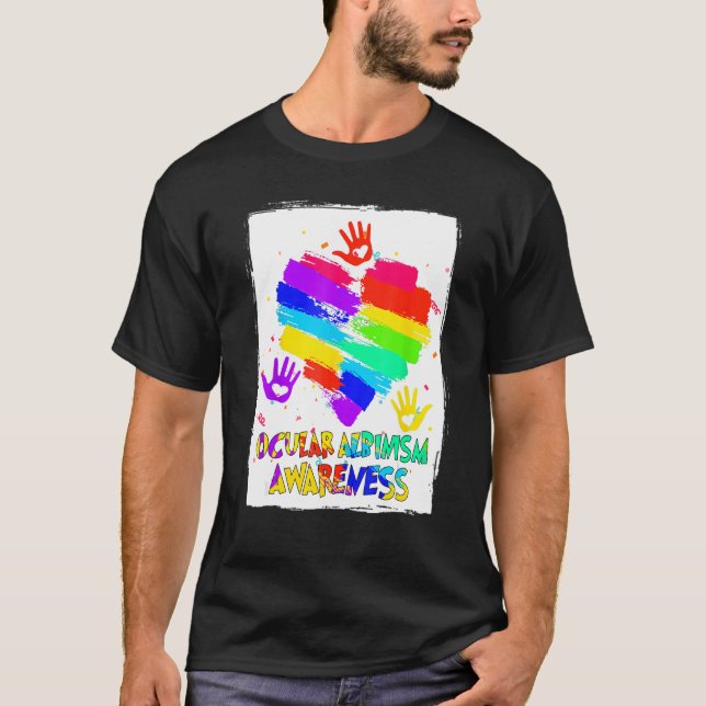 Camiseta Visto de Consciência do Albinismo Ocular Arco-Íris (Frente)