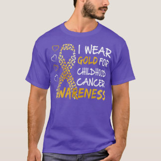 Camiseta Visto de Consciência do Cancer na Infância Dourado