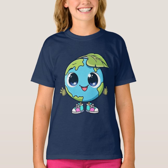 Camiseta Visto Diário Ecológico das Raparigas Gráficas da T (Frente)