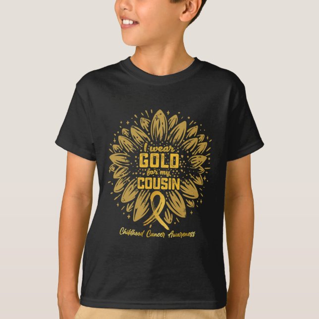 Camiseta Visto Dourado Para O Meu Primo - Childho De Girass (Frente)