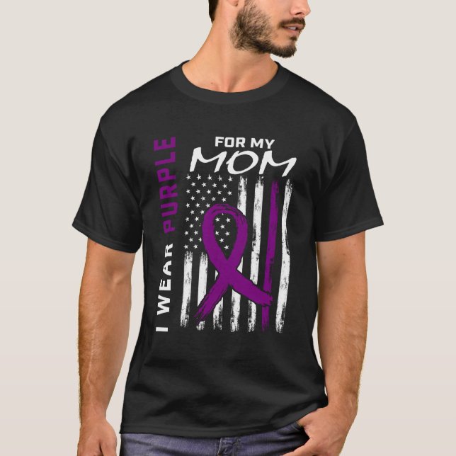 Camiseta Visto Mãe Roxa Demtia Alzheimers Consciencia a Amé (Frente)