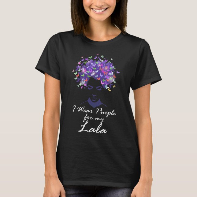Camiseta Visto Roxo Para Minha Mãe Lala Apoio Alzheimerheim (Frente)