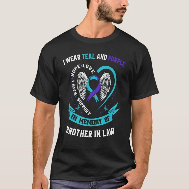 Camiseta Visto Teal e Irmão Roxo Em Lei Suicídio Awaren (Frente)