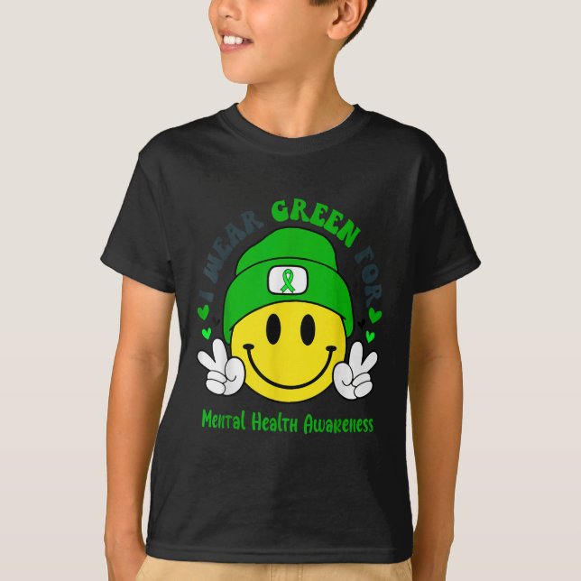 Camiseta Visto Verde Para Sensibilização Para A Saúde Menta (Frente)