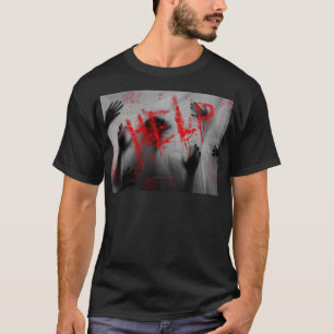Camiseta visual denso de SlipperyJoe com tema de terror ass
