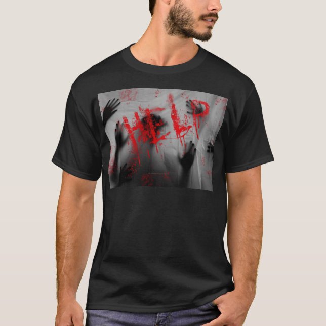Camiseta visual denso de SlipperyJoe com tema de terror ass (Frente)