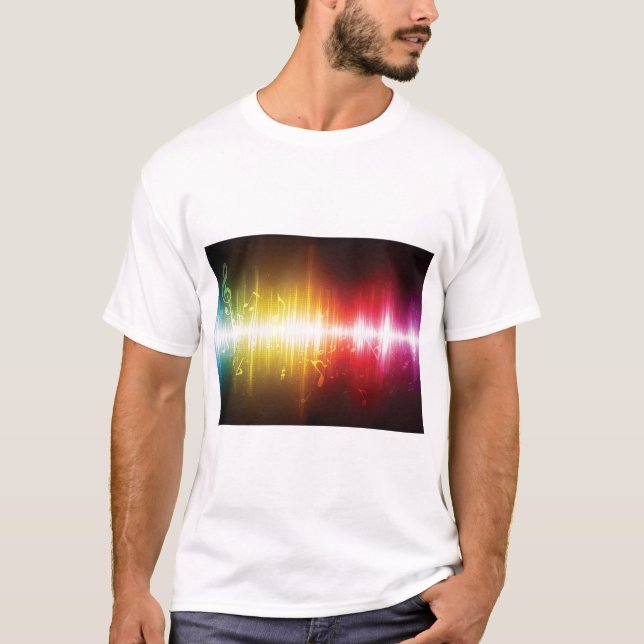 Camiseta Visualizador de áudio vibrante de onda sonora do M (Frente)