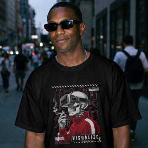 Camiseta Visualize a Esperança da Vida – Esqueleto Cyberpun