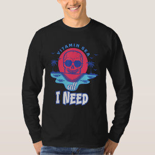 Camiseta Vitamina Sea Tudo Que Preciso Esqueleto Praia Suns