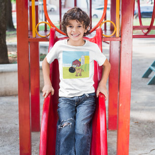 Camiseta Vitelo De Cartoon Numa Fazenda