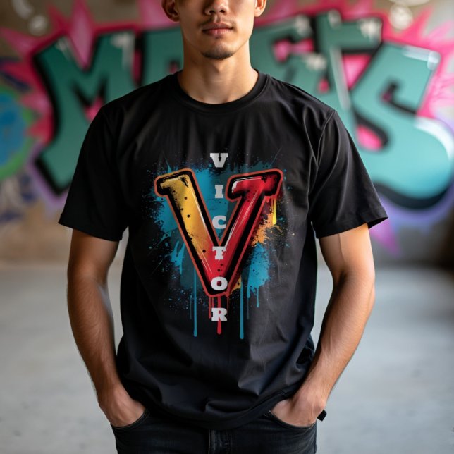 Camiseta Vitória nas ruas: Grafite personalizável "V" (Criador carregado)