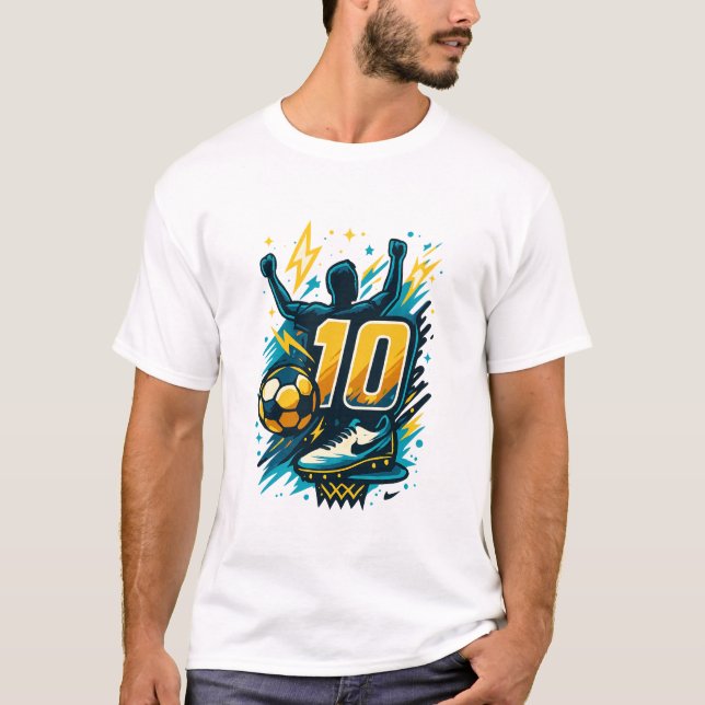 Camiseta Vitória Número 10, Tee Soccer - Branca De Relâmpag (Frente)