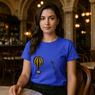 Camiseta Vitoriano Era Balão de Ar Quente Steampunk