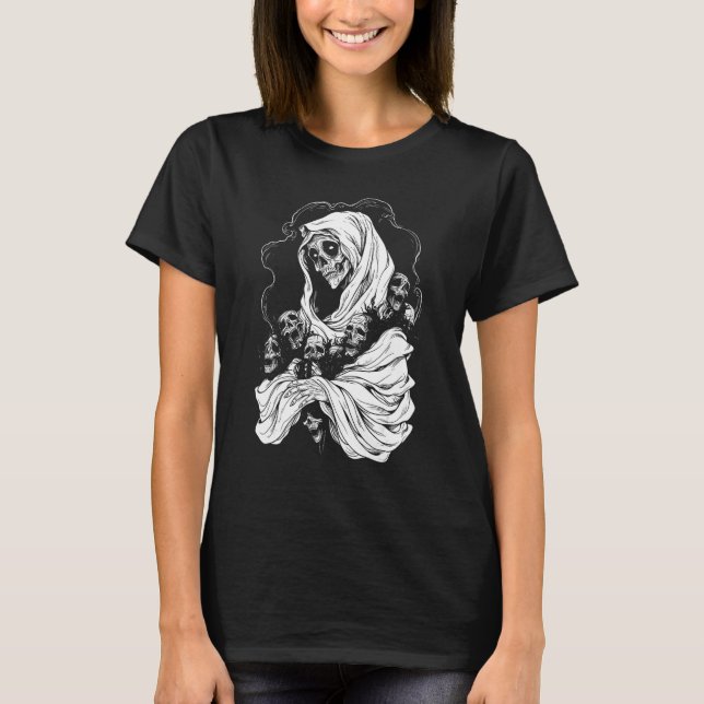 Camiseta Vitoriano Fantasma Spooky Cérebro, Horror Gótico E (Frente)