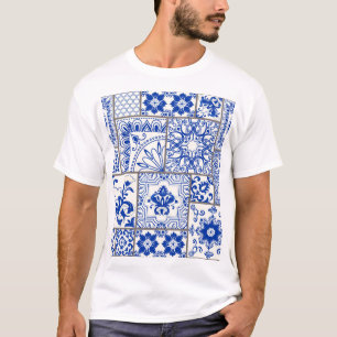 Camiseta Vitoriano Majolica: Padrão de Azulejo de Patches.