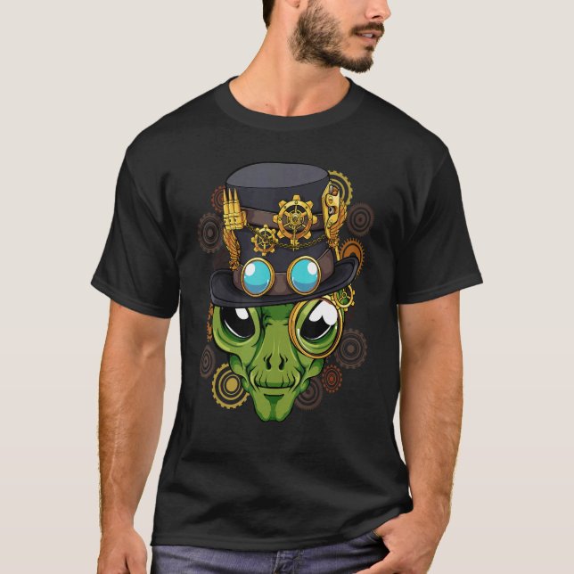 Camiseta Vitoriano Mecânico Medieval Clássico Alienígena St (Frente)
