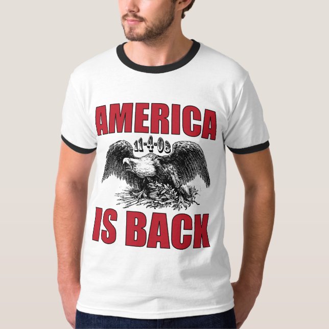 Camiseta Vitórias de Obama - América está para trás (Frente)