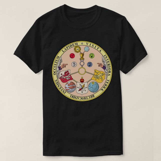 Camiseta VITRIOL Rosicrucian Símbolos Secretos Alquimia (Frente do Design)