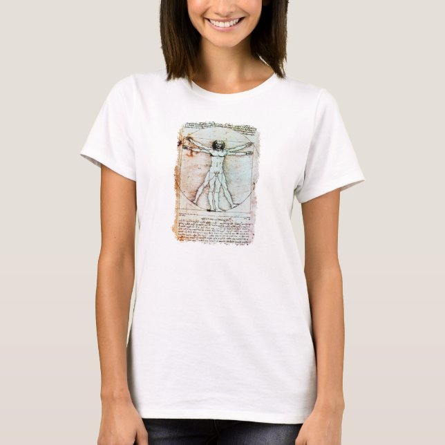 Camiseta VITRUVIAN MAN , Antiquado BURACO Castanho (Frente)