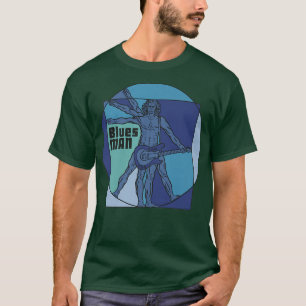 Camiseta Vitruvian Man as Blues Man playing Electrified Gui