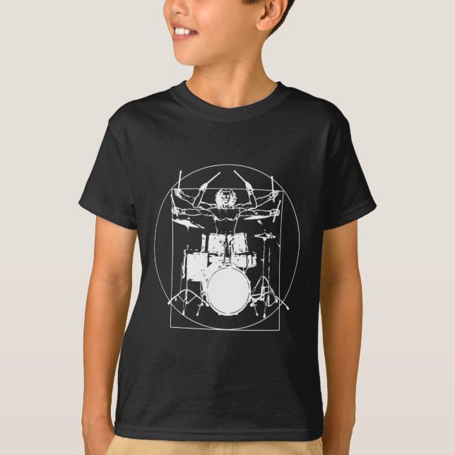 Camiseta Vitruvian Man Drummer Sticker  (Frente)