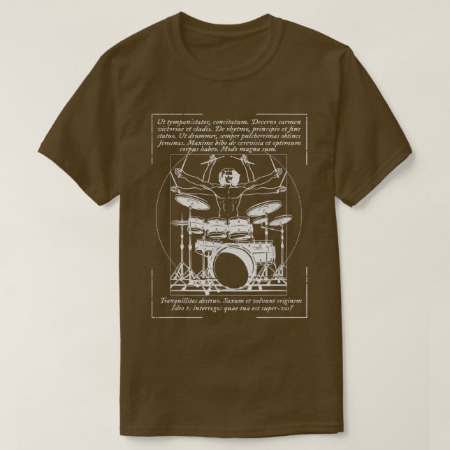 Camiseta Vitruviano Drummer Rock I Rock And Roll Drums (Frente do Design)
