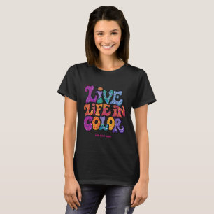 Camiseta Viva a Vida em Cor Retro 70s Personalidade Psicodé