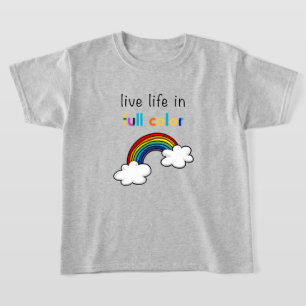 Camiseta Viva a Vida em Cores Intensas Arco-Íris