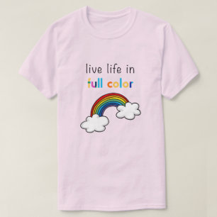 Camiseta Viva a Vida em Cores Intensas Arco-íris