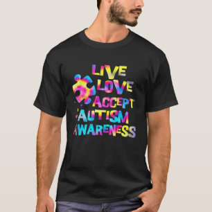 Camiseta Viva Amar Aceitar Autismo Puzzle Tie Dye Conscient