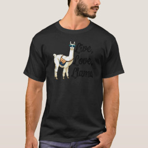 Camiseta Viva Amar Lhama Branco Mulheres Lhama Amor Animal