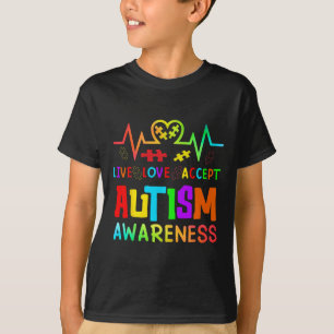 Camiseta Viva Amor Aceite Conscientização do Autismo Coraçã