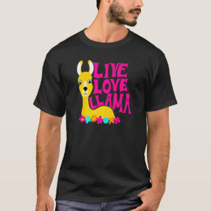 Camiseta Viva Amor Lhama Poder Floral Gráfico Animal