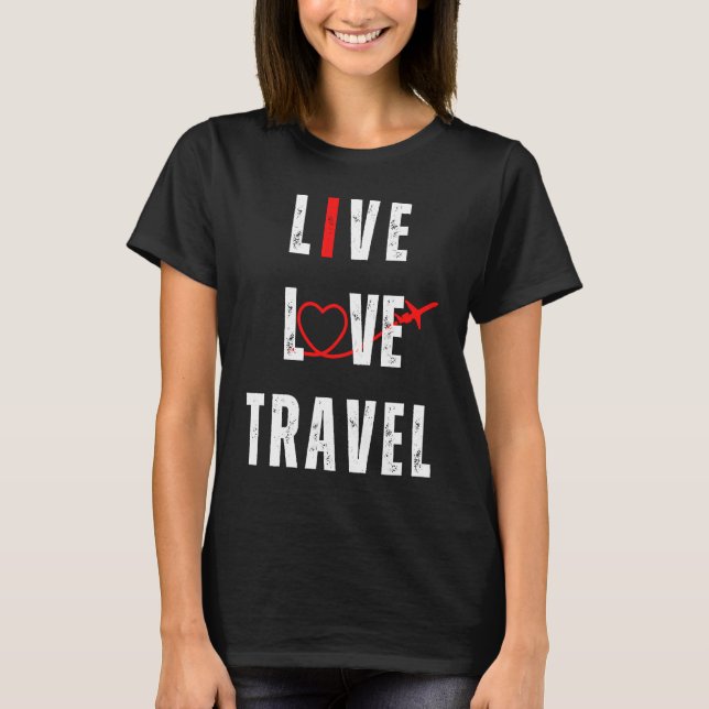 Camiseta Viva Amor Viaje Homens Mulheres Turismo Coração Av (Frente)